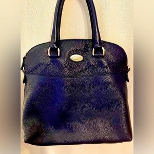 Vintage Furla Navy Pebble Italian Leather Handbag Excellent Condition